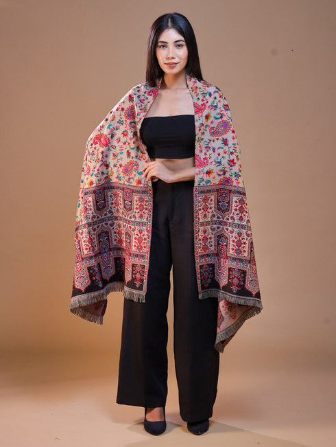 Women's Printed Aari Jamawar Wool Stole